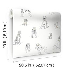 York Wallcoverings Dapper Dogs Prepasted Wallpaper AF1938 33ft Roll Dachshund